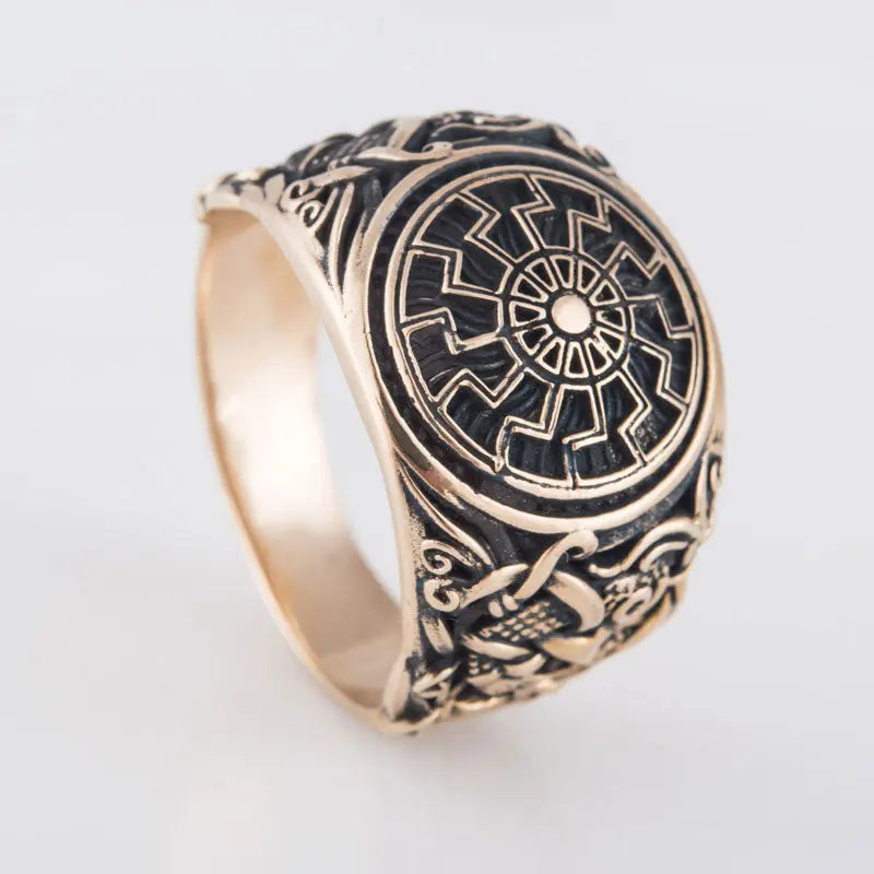 BAGUE SOLEIL NOIR (BRONZE MASSIF) - Viking Héritage