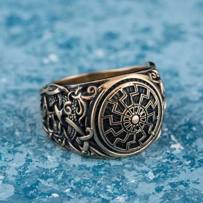 BAGUE SOLEIL NOIR (BRONZE MASSIF) - Viking Héritage