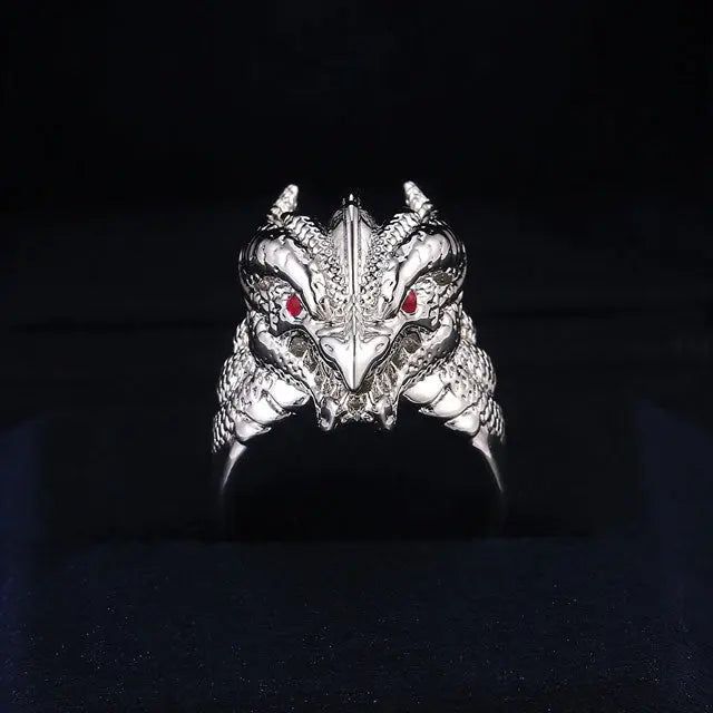 BAGUE TÊTE DU DRAGON OUROBOROS (ACIER) - Viking Héritage