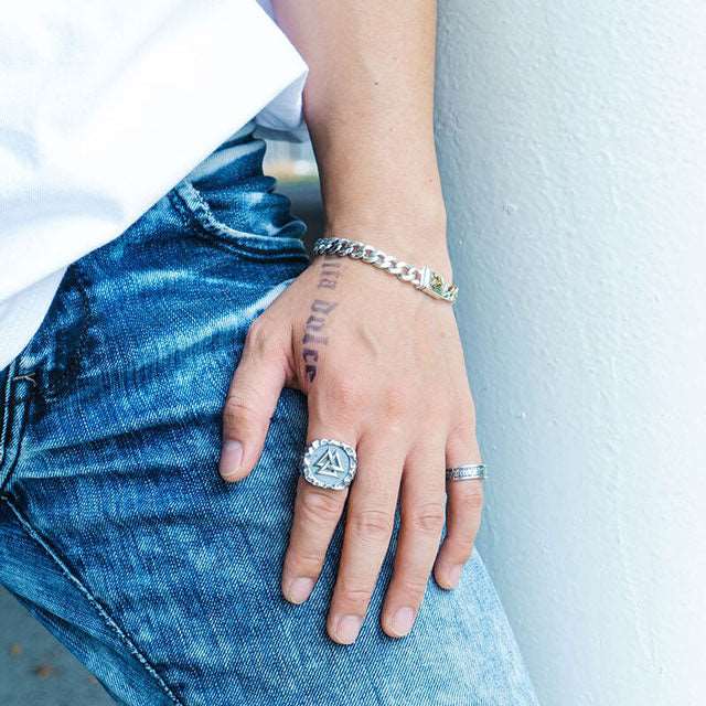 BAGUE VALKNUT ARGENT STERLING .925 - Viking Héritage