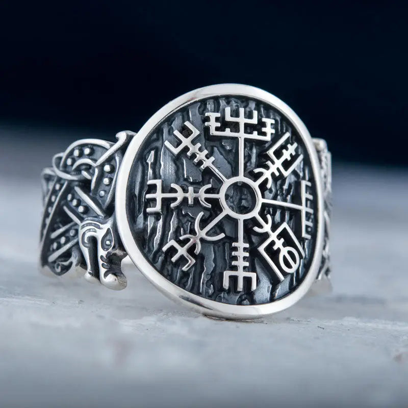 BAGUE VEGVISIR (ARGENT) - Viking Héritage