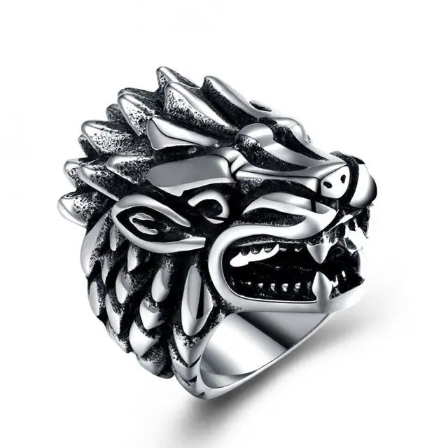 BAGUE VIKING DRAGON NORDIQUE (ACIER) - Viking Héritage