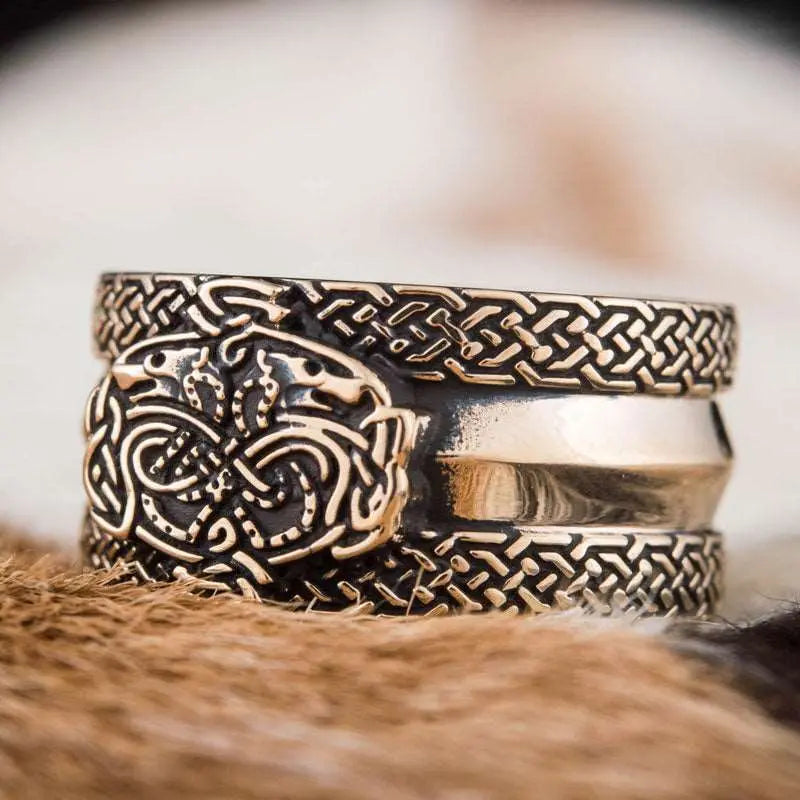 BAGUE VIKING GERI ET FREKI (BRONZE MASSIF) - Viking Héritage
