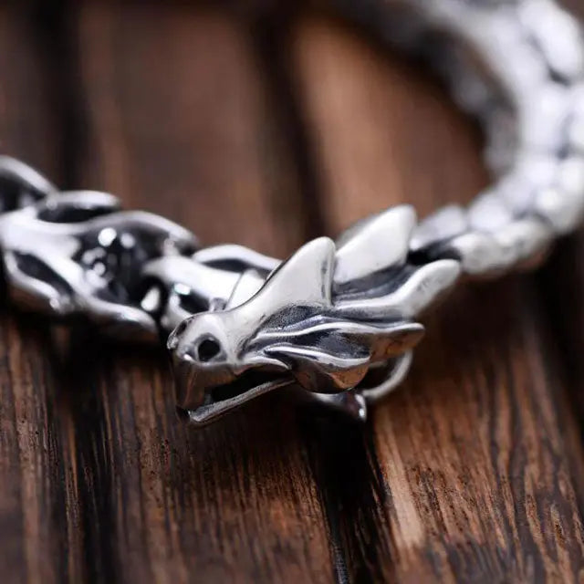 BRACELET DRAGON JORMUNGANDR EN ARGENT - Viking Héritage