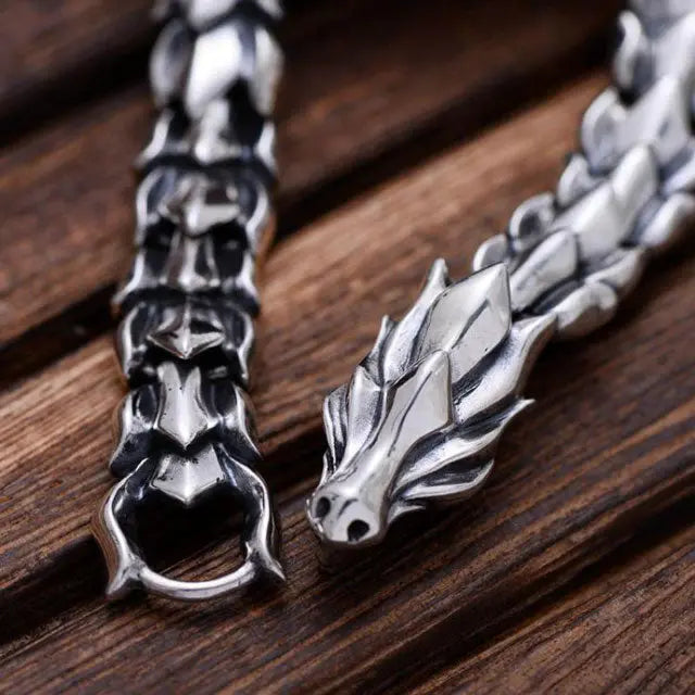 BRACELET DRAGON JORMUNGANDR EN ARGENT - Viking Héritage