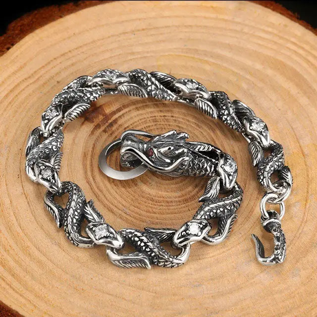 BRACELET DRAGON LÉGENDAIRE (ARGENT) - Viking Héritage