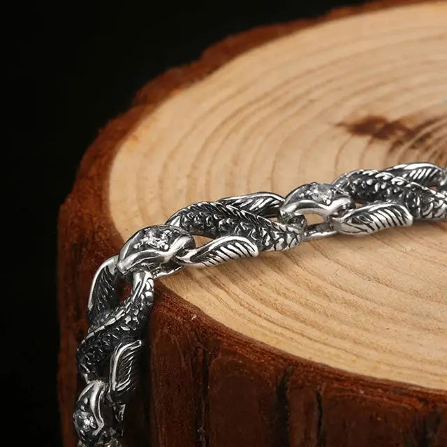 BRACELET DRAGON LÉGENDAIRE (ARGENT) - Viking Héritage