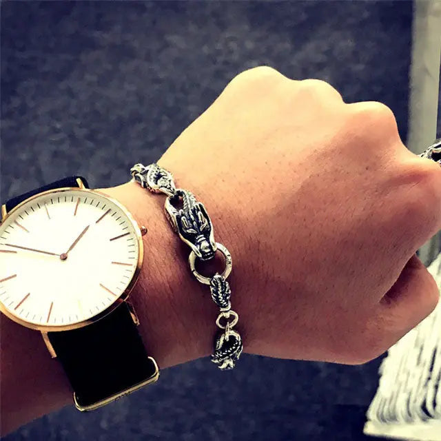 BRACELET DRAGON LÉGENDAIRE (ARGENT) - Viking Héritage