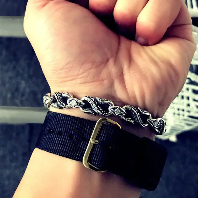 BRACELET DRAGON LÉGENDAIRE (ARGENT) - Viking Héritage