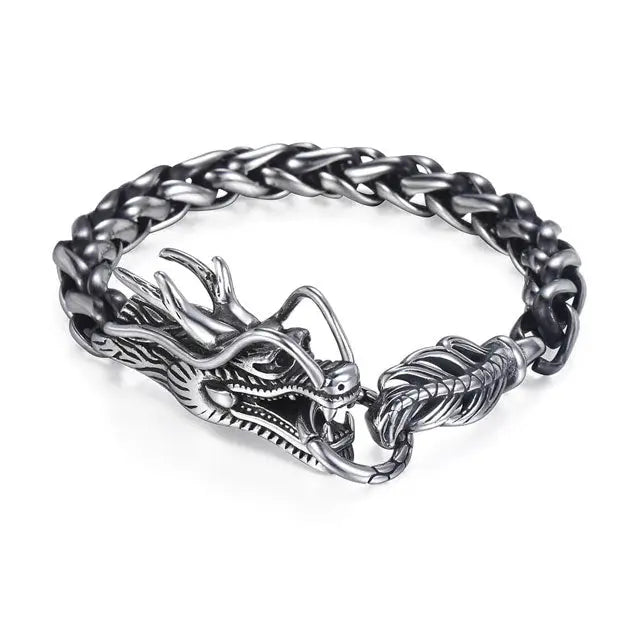 BRACELET DRAGON SACRÉ (ACIER) - Viking Héritage