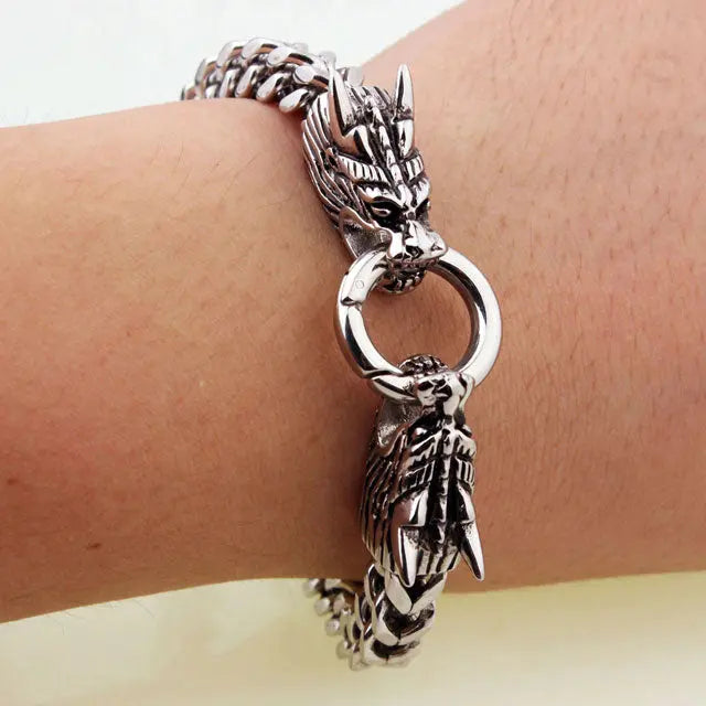 BRACELET DRAGON SIMPLE (ACIER) - Viking Héritage