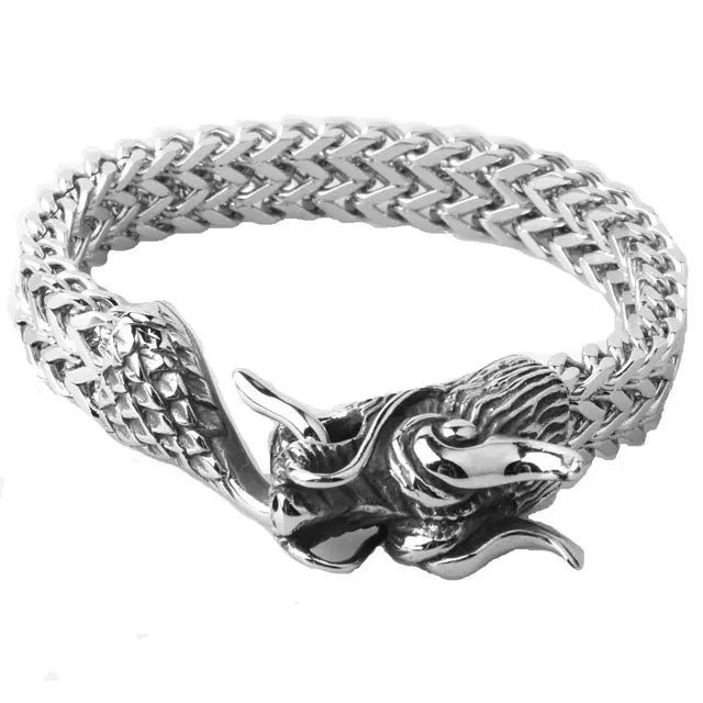 BRACELET ESPRIT DRAGON SCANDINAVE (ACIER) - Viking Héritage