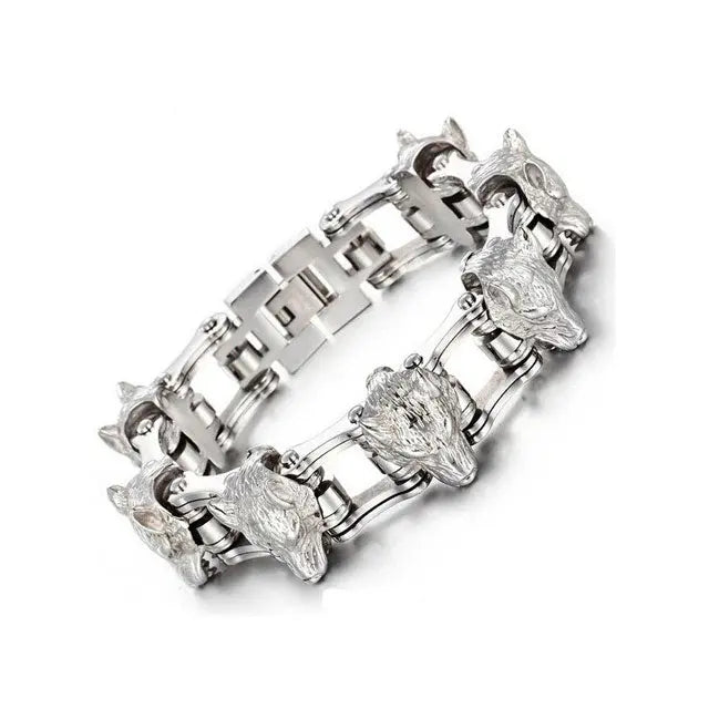 BRACELET LOUP ARGENT (Acier) - Viking Héritage