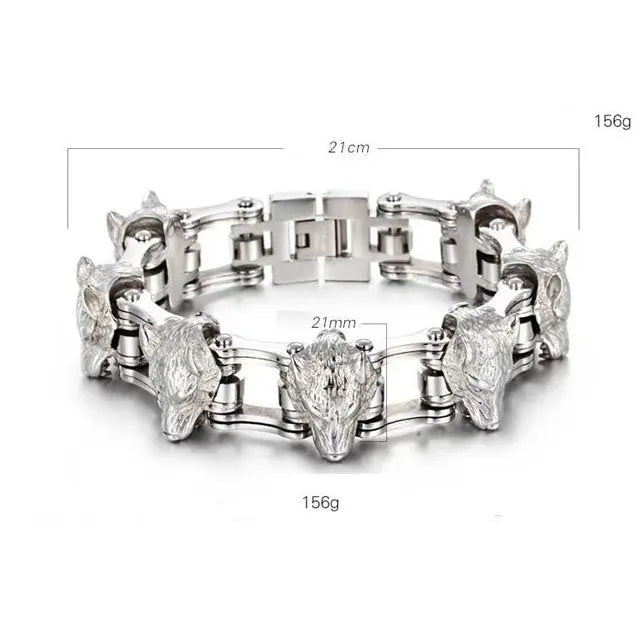 BRACELET LOUP ARGENT (Acier) - Viking Héritage