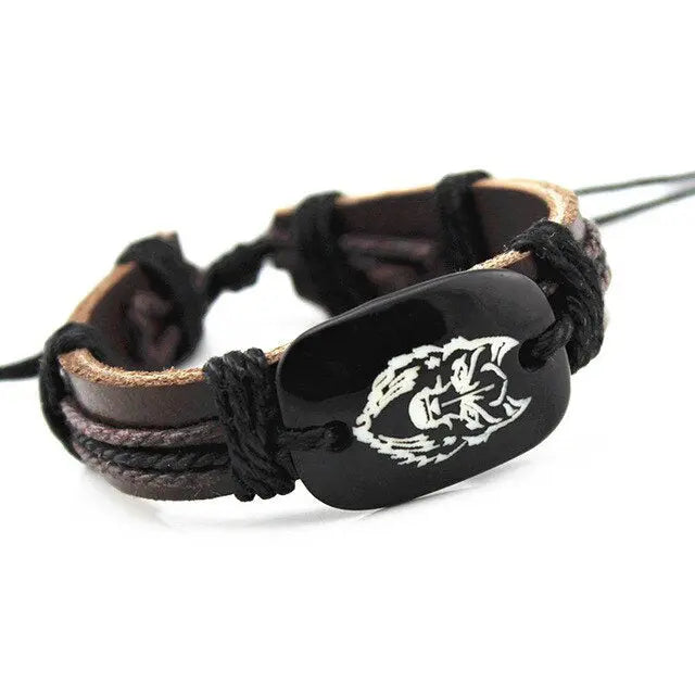 BRACELET LOUP EN CUIR - Viking Héritage