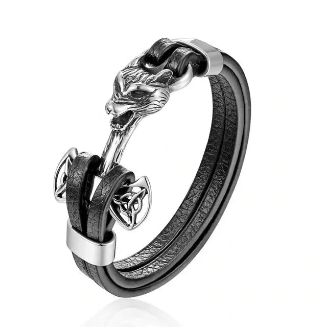 BRACELET LOUP FENRIR ET MJOLNIR - Viking Héritage