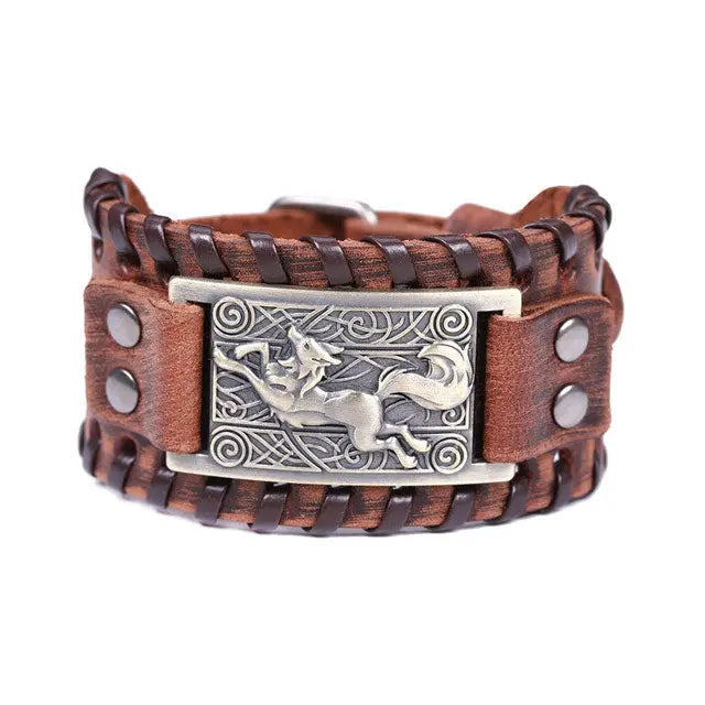 BRACELET LOUP GARM (Cuir) - Viking Héritage