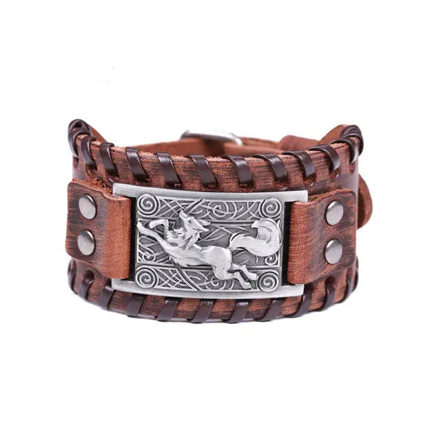BRACELET LOUP GARM (Cuir) - Viking Héritage