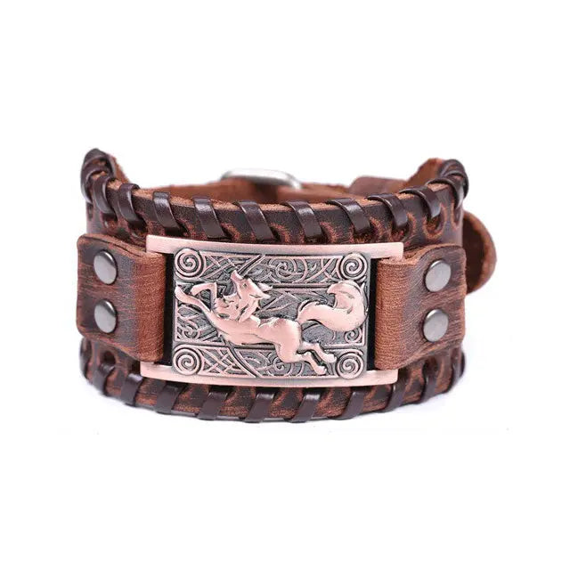 BRACELET LOUP GARM (Cuir) - Viking Héritage