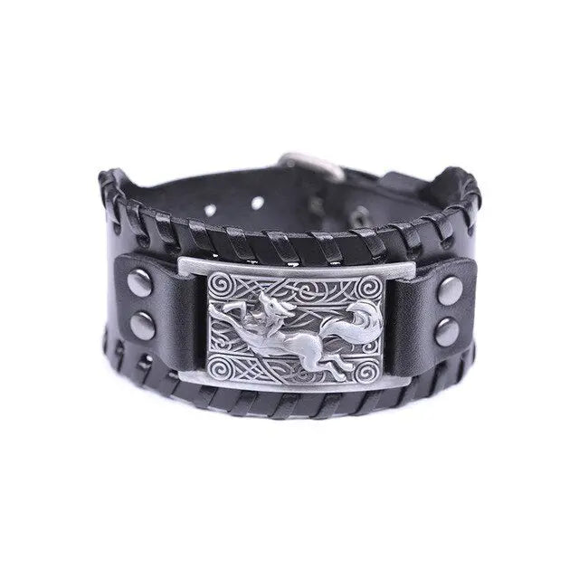 BRACELET LOUP GARM (Cuir) - Viking Héritage