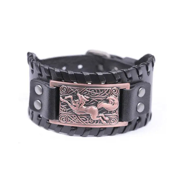 BRACELET LOUP GARM (Cuir) - Viking Héritage