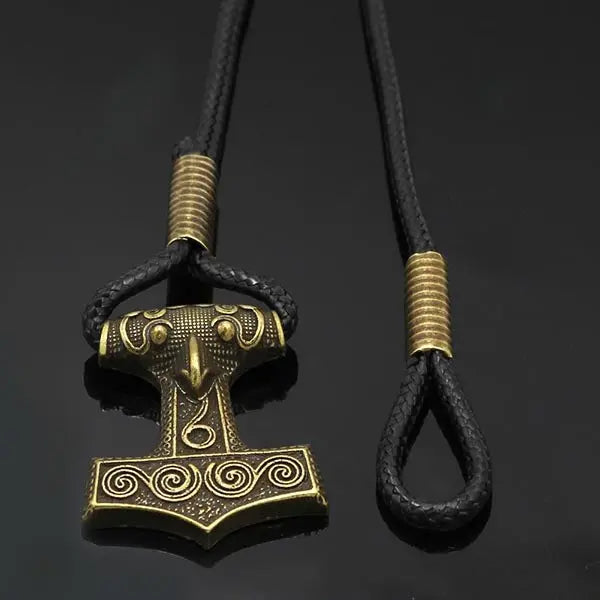 BRACELET MARTEAU DE THOR CUIR ET BRONZE - Viking Héritage