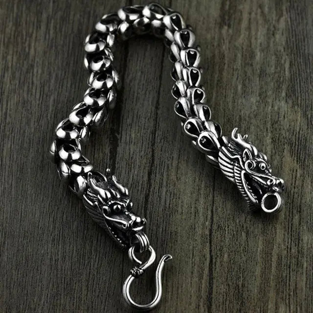 BRACELET TÊTE DE DRAGON (ARGENT) - Viking Héritage