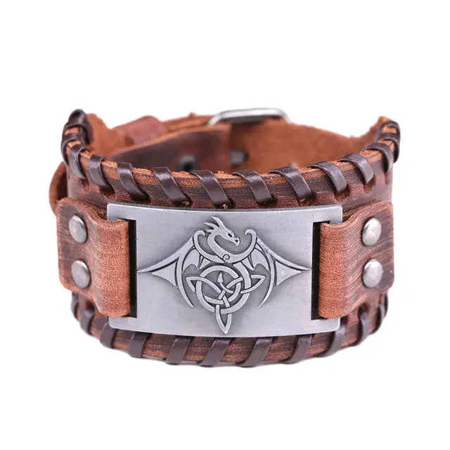 BRACELET TRADITIONNEL VIKING EN CUIR - Viking Héritage