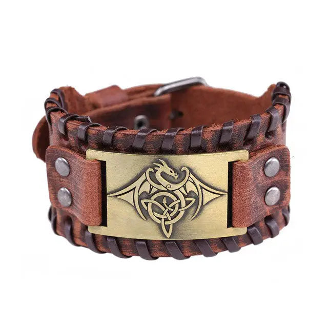 BRACELET TRADITIONNEL VIKING EN CUIR - Viking Héritage