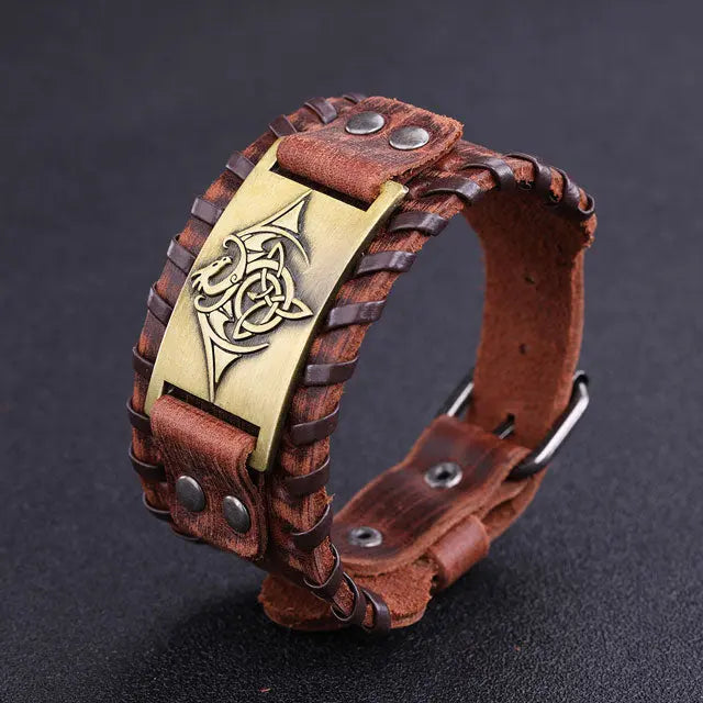 BRACELET TRADITIONNEL VIKING EN CUIR - Viking Héritage