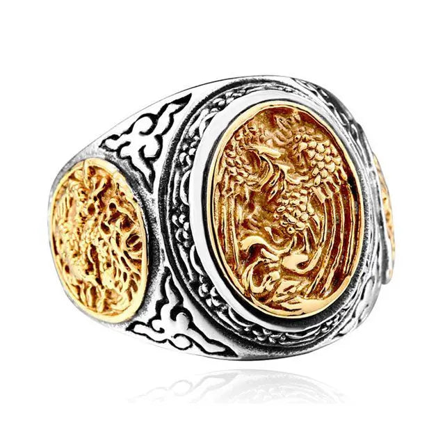 CHEVALIÈRE MYSTÈRE DU DRAGON (ACIER) - Viking Héritage