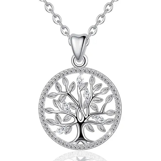 COLLIER ARBRE DE VIE FEUILLE ARGENTÉ (ARGENT) - Viking Héritage