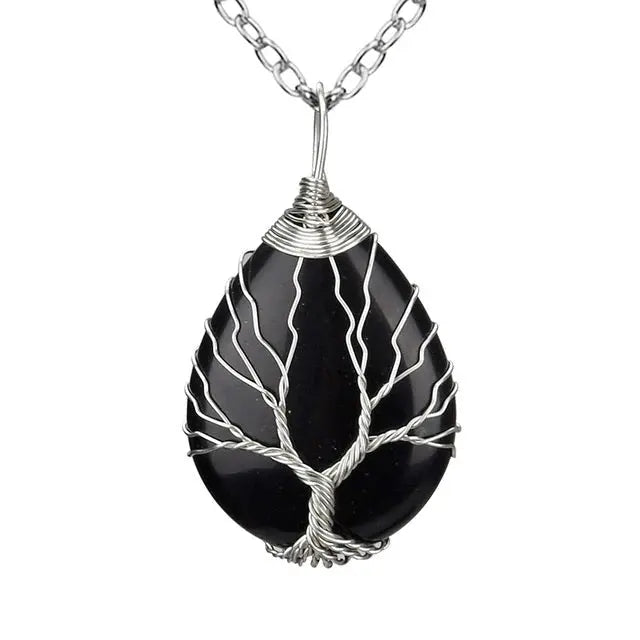 COLLIER ARBRE DE VIE PIERRE SEMI PRECIEUSE - Viking Héritage