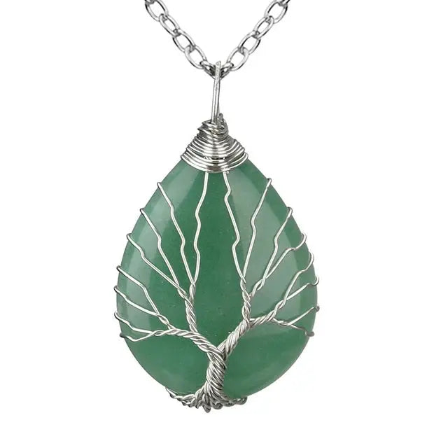 COLLIER ARBRE DE VIE PIERRE SEMI PRECIEUSE - Viking Héritage