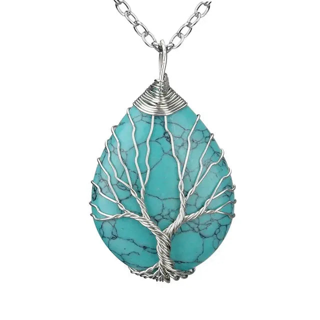 COLLIER ARBRE DE VIE PIERRE SEMI PRECIEUSE - Viking Héritage