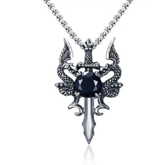 COLLIER COEUR DE DRAGON (ACIER) - Viking Héritage