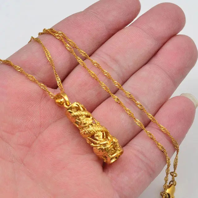 COLLIER DRAGON DORÉ (ACIER) - Viking Héritage