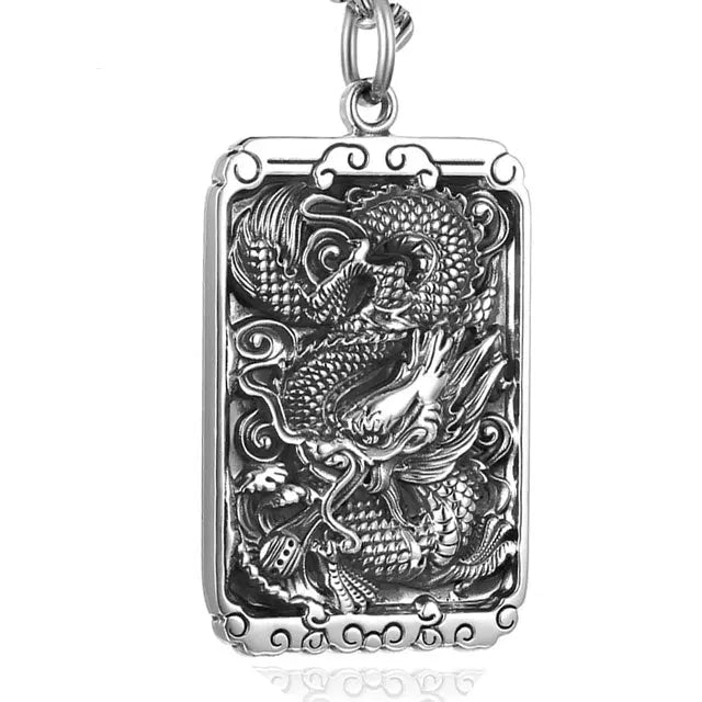 COLLIER DRAGON EN ARGENT - Viking Héritage