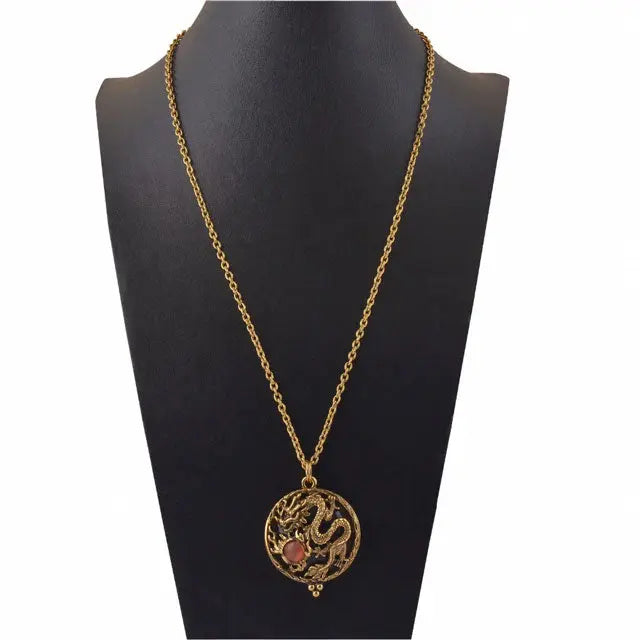 COLLIER DRAGON PORTE BONHEUR (ACIER) - Viking Héritage