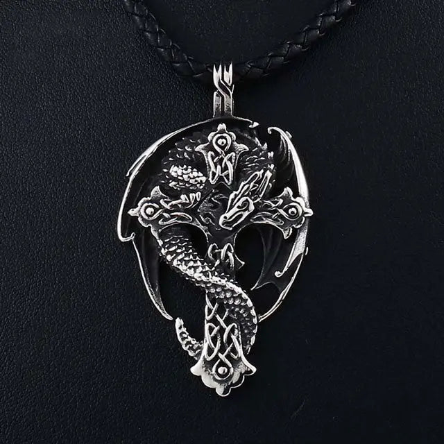 COLLIER DRAGON SCANDINAVE (ACIER) - Viking Héritage