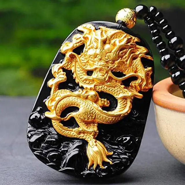 COLLIER DRAGON TALISMAN (OR PUR) - Viking Héritage