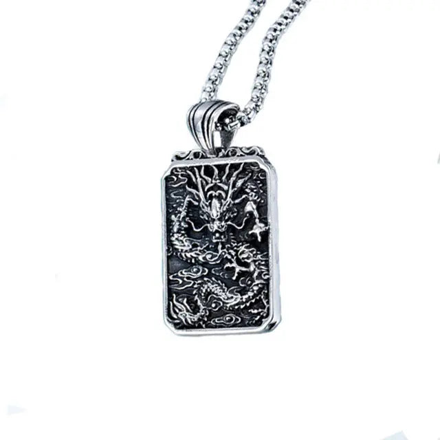 COLLIER ESPRIT DU DRAGON FAFNIR (ACIER) - Viking Héritage