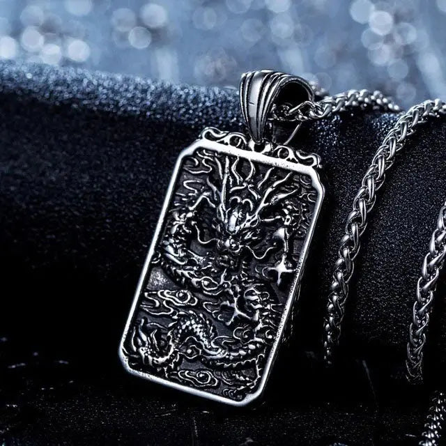 COLLIER ESPRIT DU DRAGON FAFNIR (ACIER) - Viking Héritage