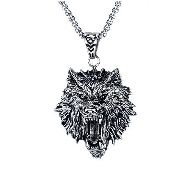 COLLIER VIKING TÊTE DE LOUP FENRIR - Viking Héritage