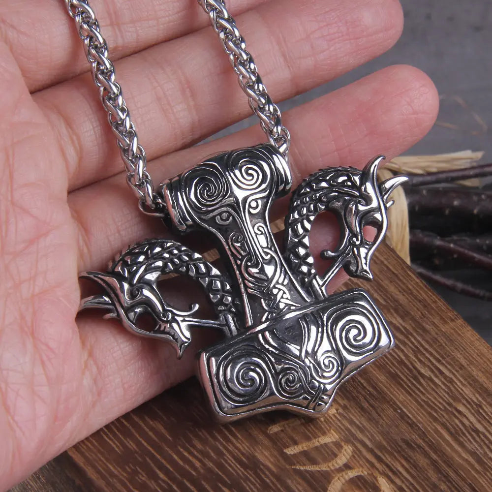 Collier Mjolnir et Dragon - Viking Héritage