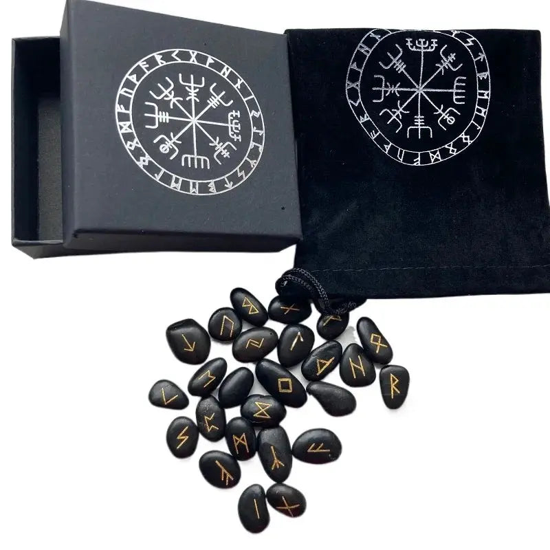 Ensemble de 25 Pierres Runiques Viking Gravées - Viking Héritage