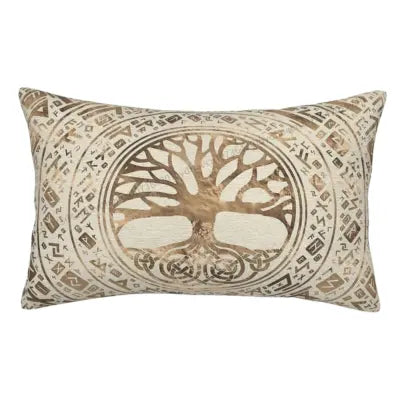 Housse de Coussin Arbre de Vie Yggdrasil avec Runes - Viking Héritage