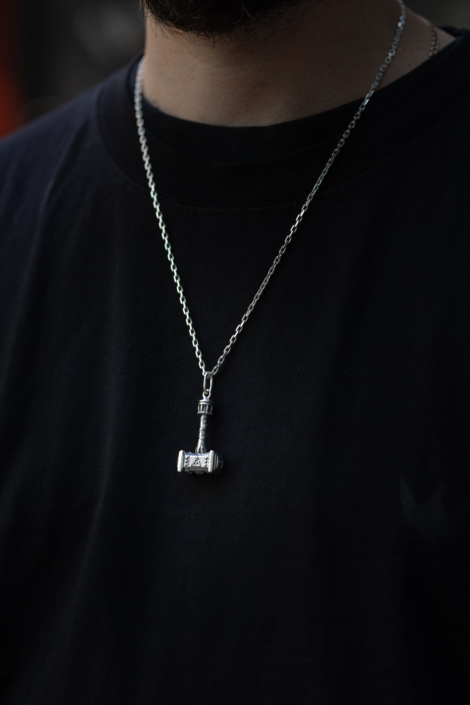 Pendentif Thor et Marteau Saga du Nord — Argent 925