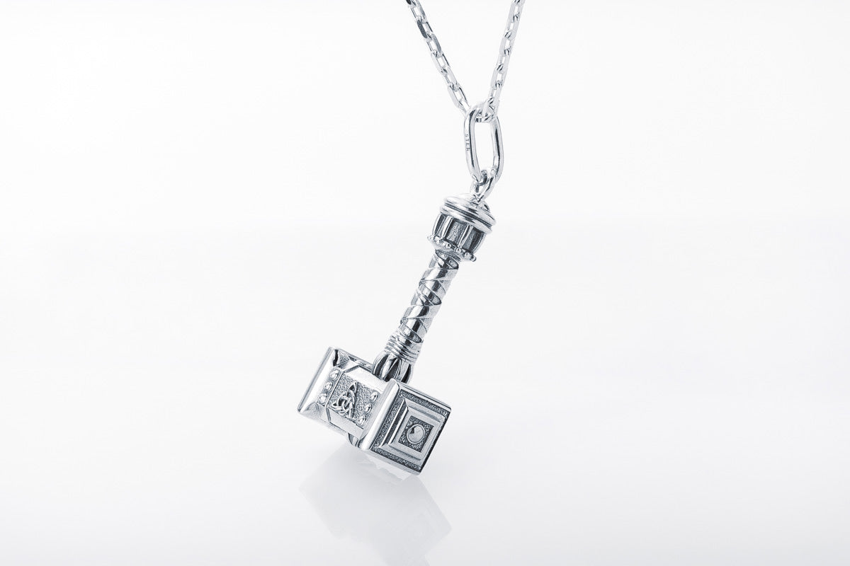 Pendentif Thor et Marteau Saga du Nord — Argent 925