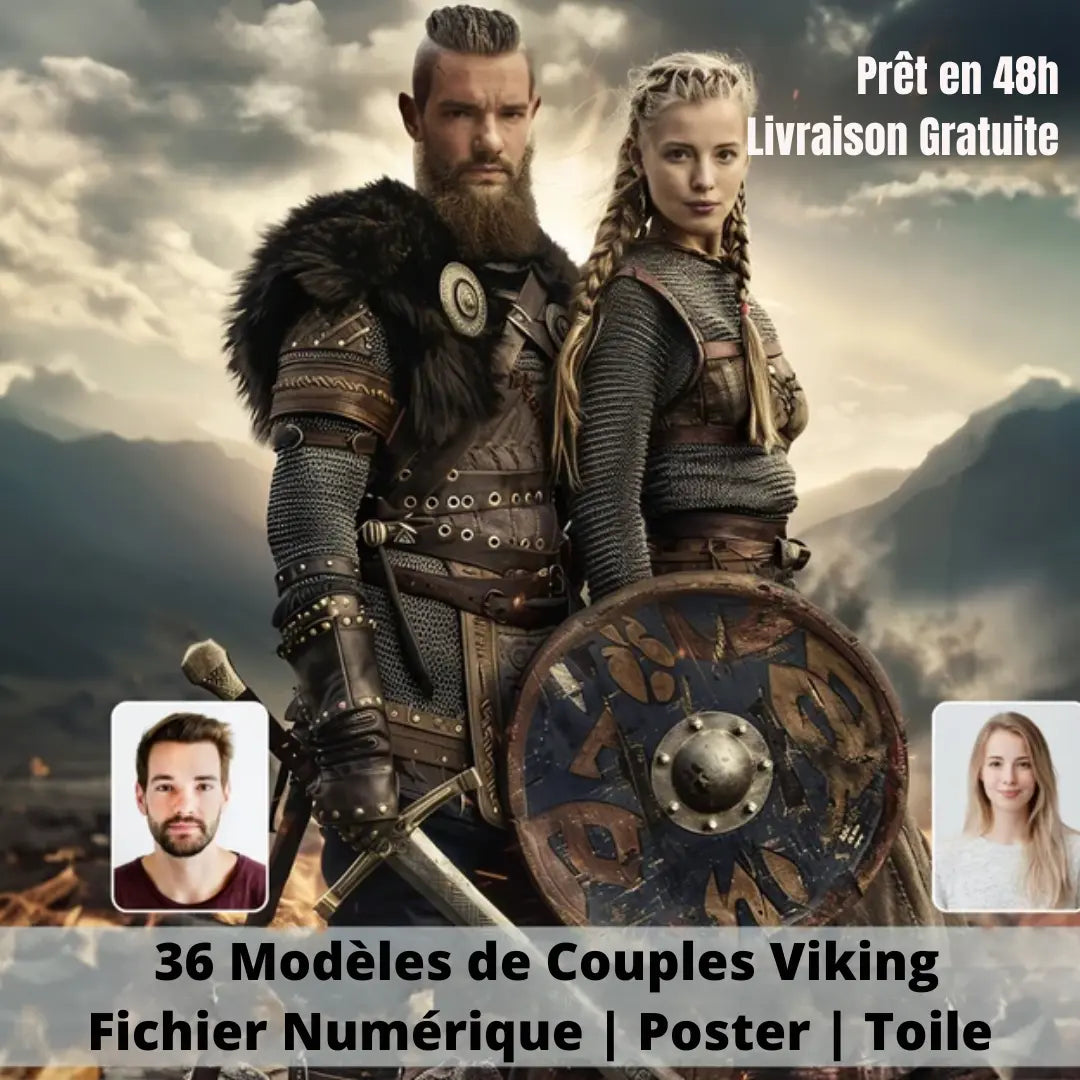 Portrait Personnalisé - Couple Viking - Viking Héritage
